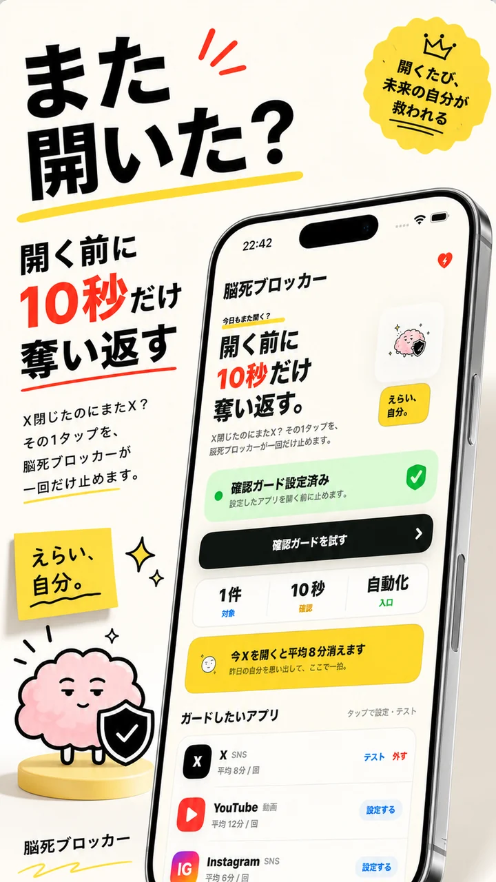 脳死ブロッカーのアプリ画面